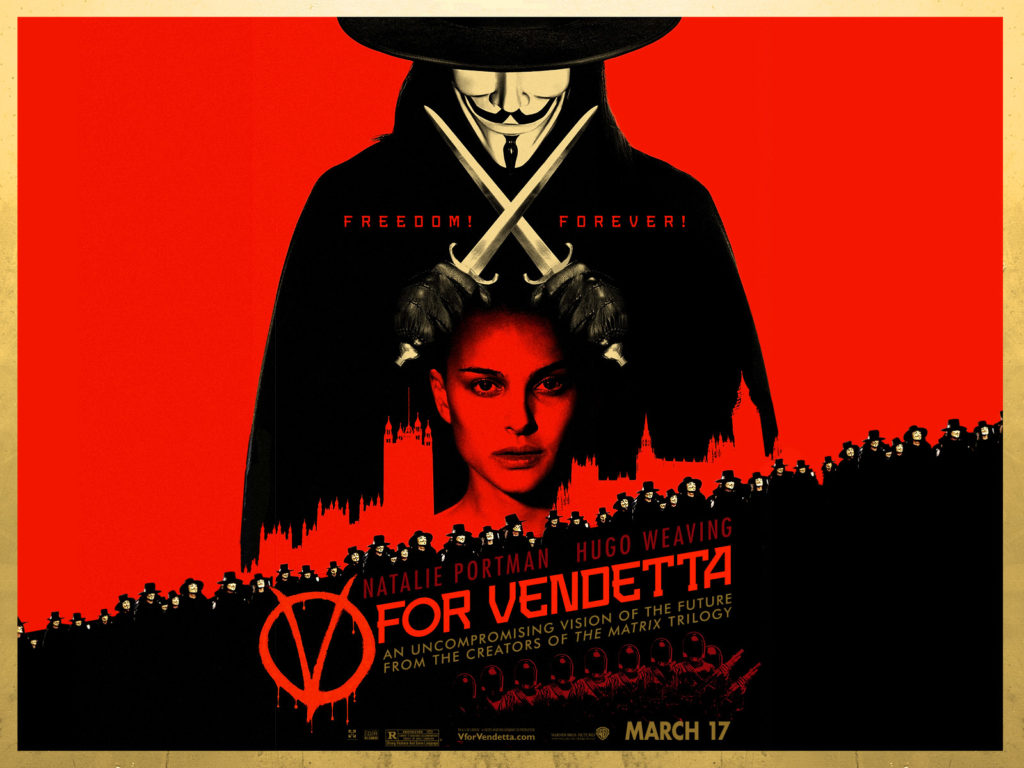 V for Vendetta, Hugo Weaving as V & Natalie Portman as Evey…